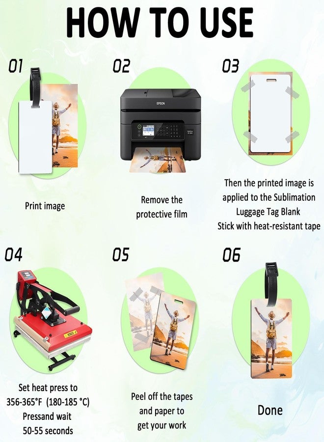 Beclumas 30 Pack Sublimation Luggage Tag Blanks, Double Sided MDF Suitcase Label Tag Blank Travel Bag Tags with Strap for DIY and Custom Design Work - Image 4